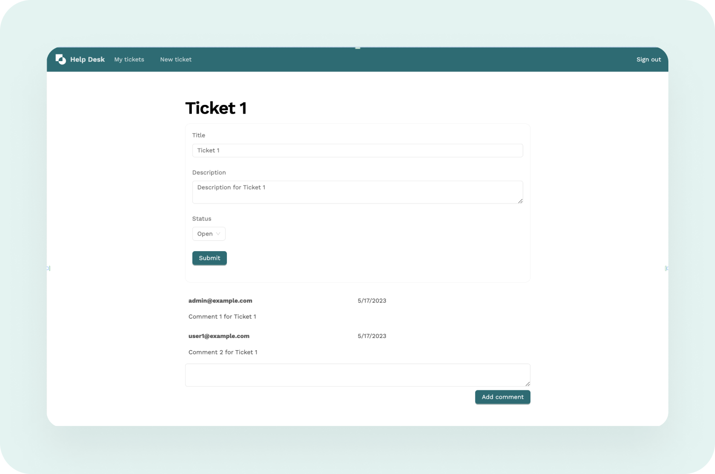 Suporte por tickets de suporte